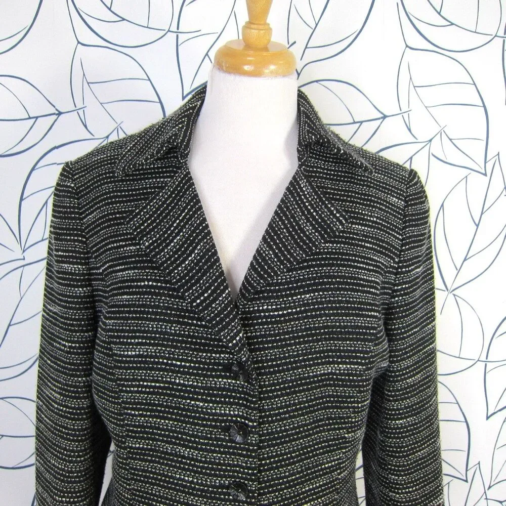 Tahari ASL Black & White Tweed Blazer Jacket & Skirt Suit Women's Size 12 - Picture 3 of 10